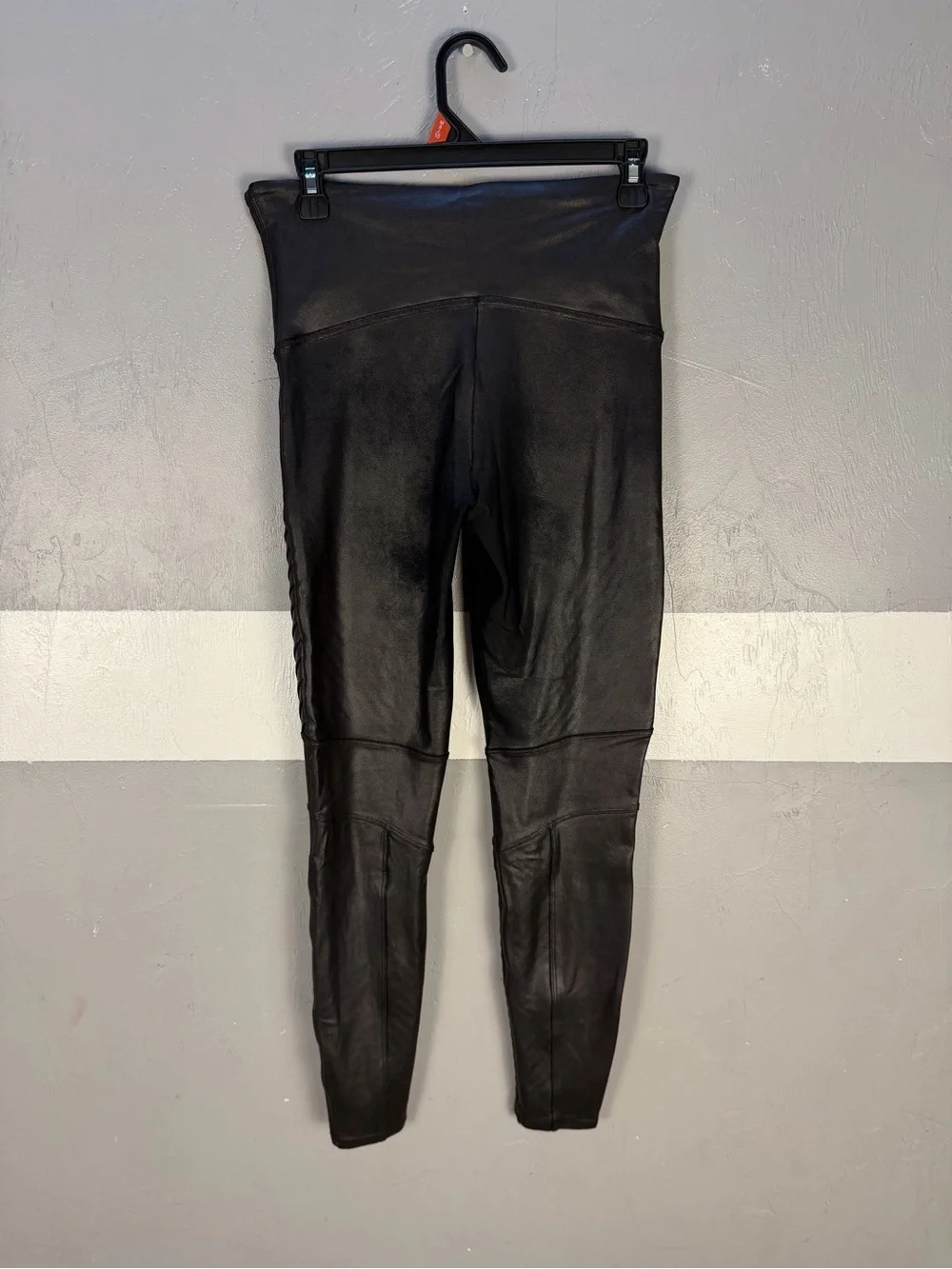 SPANX Black High-Waist Moto Panel Leggings - Picture 7 of 8